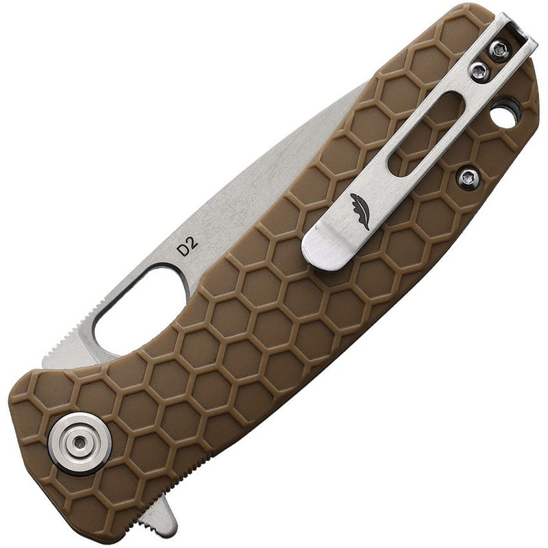 Honey Badger Knives Medium Linerlock Folding Knife 3.13" D2 Tool Steel Drop Point Blade Tan Textured GRN Handle 1015 -Honey Badger Knives - Survivor Hand Precision Knives & Outdoor Gear Store