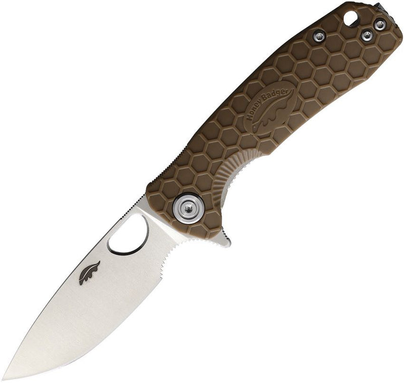 Honey Badger Knives Small Linerlock Folding Knife 2.75" 8Cr13MoV Steel Blade Tan Textured GRN Handle 1022 -Honey Badger Knives - Survivor Hand Precision Knives & Outdoor Gear Store