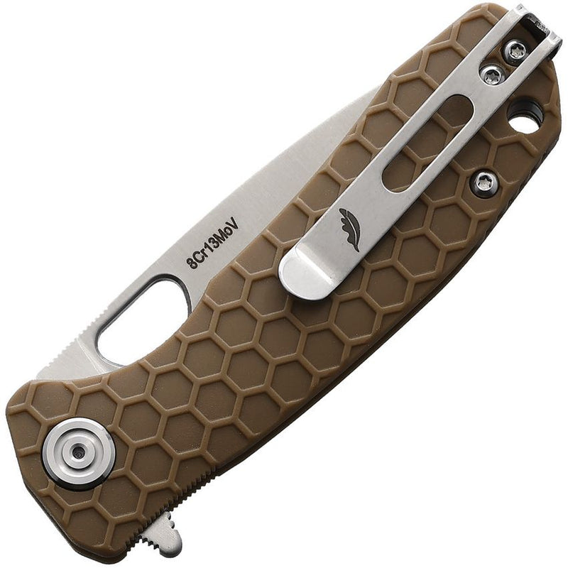 Honey Badger Knives Small Linerlock Folding Knife 2.75" 8Cr13MoV Steel Blade Tan Textured GRN Handle 1022 -Honey Badger Knives - Survivor Hand Precision Knives & Outdoor Gear Store