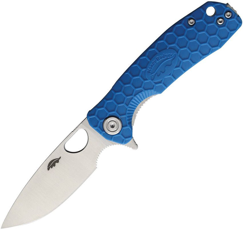 Honey Badger Knives Small Linerlock Folding Knife 2.75" 8Cr13MoV Steel Drop Point Blade Blue Textured GRN Handle 1024 -Honey Badger Knives - Survivor Hand Precision Knives & Outdoor Gear Store