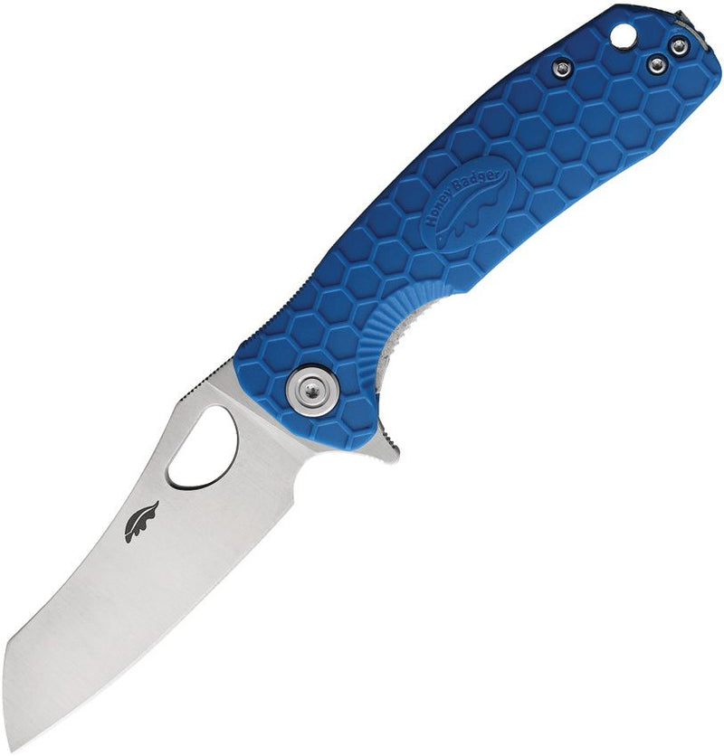 Honey Badger Knives Linerlock Folding Knife 3.13" 8Cr13MoV Steel Warncleaver Blade Blue Textured GRN Handle 1041 -Honey Badger Knives - Survivor Hand Precision Knives & Outdoor Gear Store