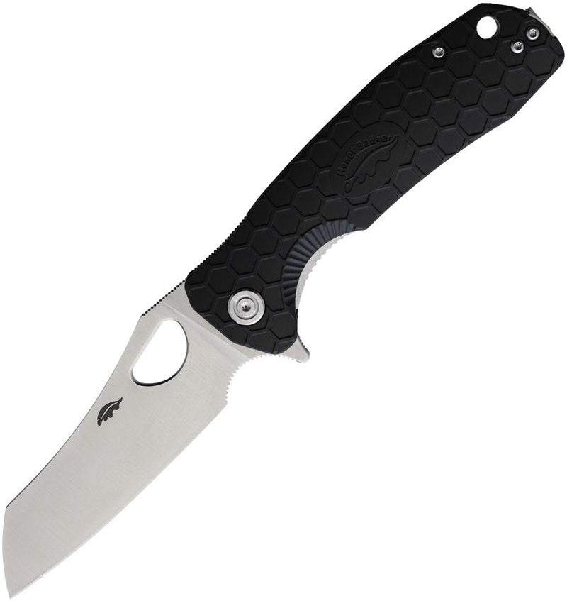 Honey Badger Knives Linerlock Folding Knife 3.63" D2 Tool Steel Warncleaver Blade Black Textured GRN Handle 1104 -Honey Badger Knives - Survivor Hand Precision Knives & Outdoor Gear Store