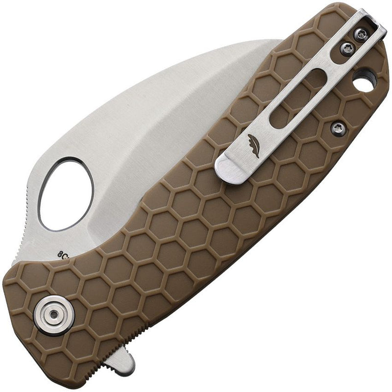 Honey Badger Knives Linerlock Folding Knife 3.38" 8Cr13MoV Steel Claw Blade Tan Textured GRN Handle 1112 -Honey Badger Knives - Survivor Hand Precision Knives & Outdoor Gear Store