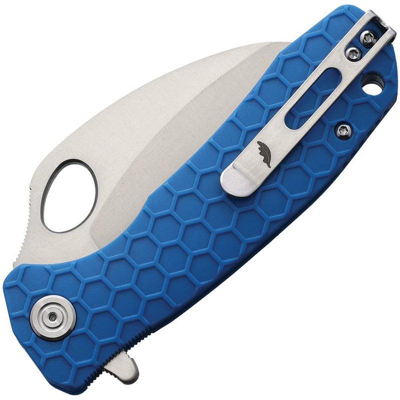 Honey Badger Knives Medium Folding Knife 3" Serrated D2 Tool Steel Claw Blade Blue Textured GRN Handle 1128 -Honey Badger Knives - Survivor Hand Precision Knives & Outdoor Gear Store