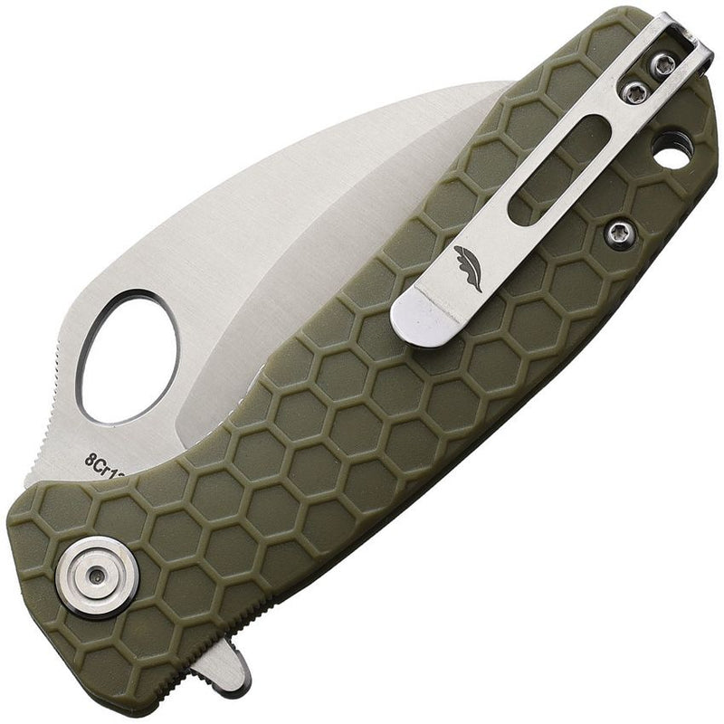 Honey Badger Knives Medium Liner Folding Knife 3" Serrated 8Cr13MoV Steel Claw Blade Green Textured GRN Handle 1133 -Honey Badger Knives - Survivor Hand Precision Knives & Outdoor Gear Store