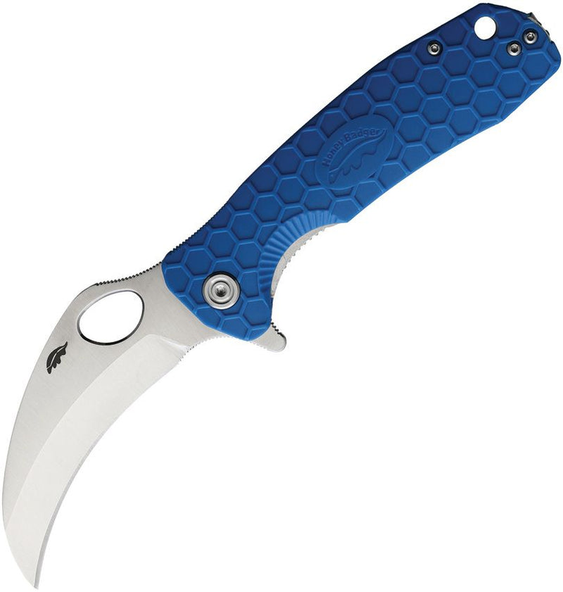 Honey Badger Knives Large Liner Folding Knife 3.38" 8Cr13MoV Steel Claw Blade Blue Textured GRN Handle 1137 -Honey Badger Knives - Survivor Hand Precision Knives & Outdoor Gear Store