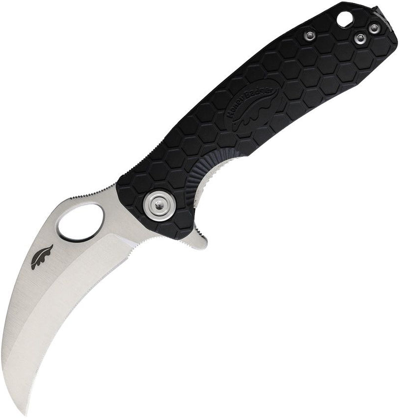 Honey Badger Knives Small Liner Folding Knife 2.75" 8Cr13MoV Steel Claw Blade Black Textured GRN Handle 1141 -Honey Badger Knives - Survivor Hand Precision Knives & Outdoor Gear Store