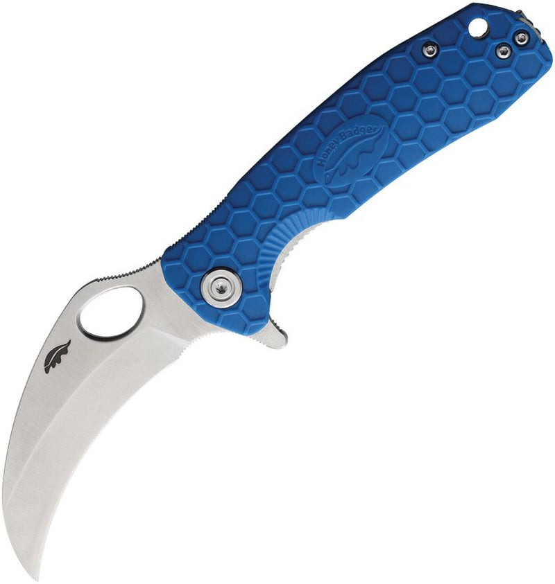 Honey Badger Knives Liner Folding Knife 3" 8Cr13MoV Steel Claw Blade Blue Textured GRN Handle 1149 -Honey Badger Knives - Survivor Hand Precision Knives & Outdoor Gear Store