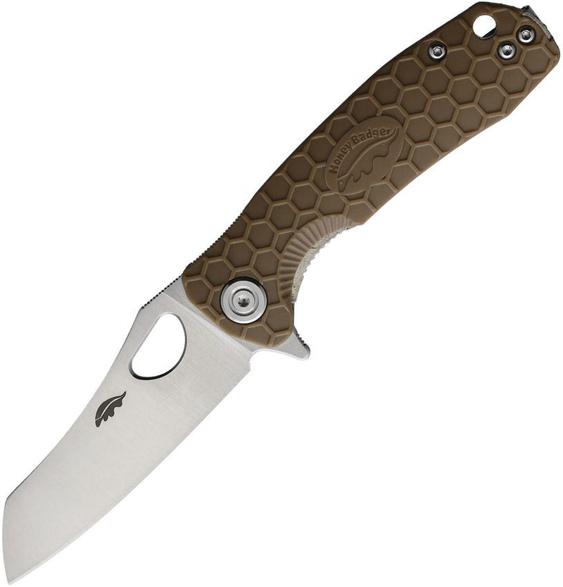 Honey Badger Knives Liner Folding Knife 2.75" D2 Tool Steel Warncleaver Blade Tan Textured GRN Handle 1168 -Honey Badger Knives - Survivor Hand Precision Knives & Outdoor Gear Store