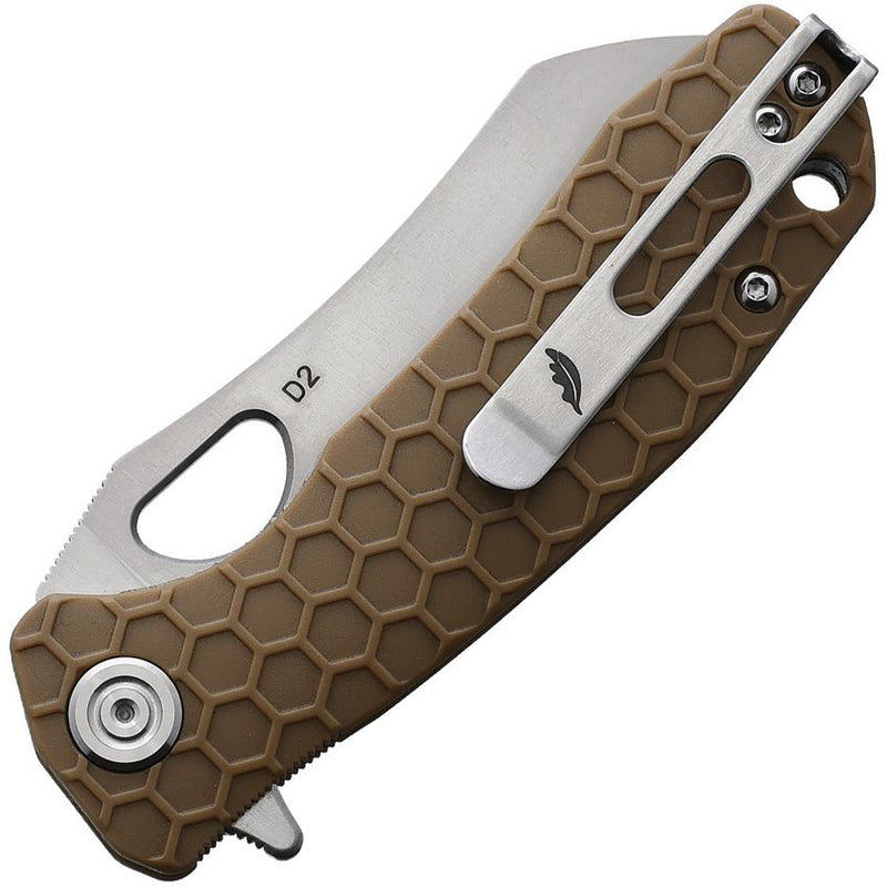 Honey Badger Knives Liner Folding Knife 2.75" D2 Tool Steel Warncleaver Blade Tan Textured GRN Handle 1168 -Honey Badger Knives - Survivor Hand Precision Knives & Outdoor Gear Store