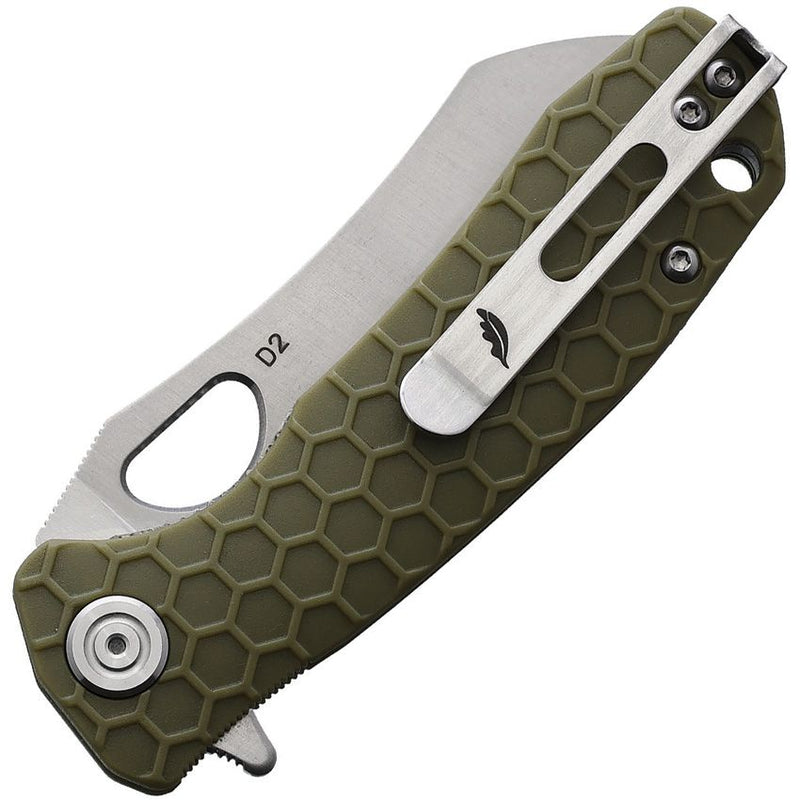 Honey Badger Knives Liner Folding Knife 2.75" D2 Tool Steel Warncleaver Blade Green Textured GRN Handle 1169 -Honey Badger Knives - Survivor Hand Precision Knives & Outdoor Gear Store