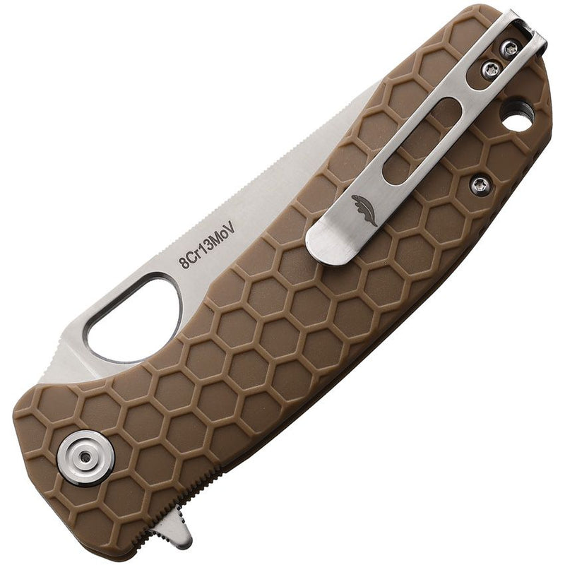 Honey Badger Knives Large Leaf Liner Folding Knife 3.63" 8Cr13MoV Steel Blade Tan Textured Nylon/Glass Fiber Handle 1289 -Honey Badger Knives - Survivor Hand Precision Knives & Outdoor Gear Store