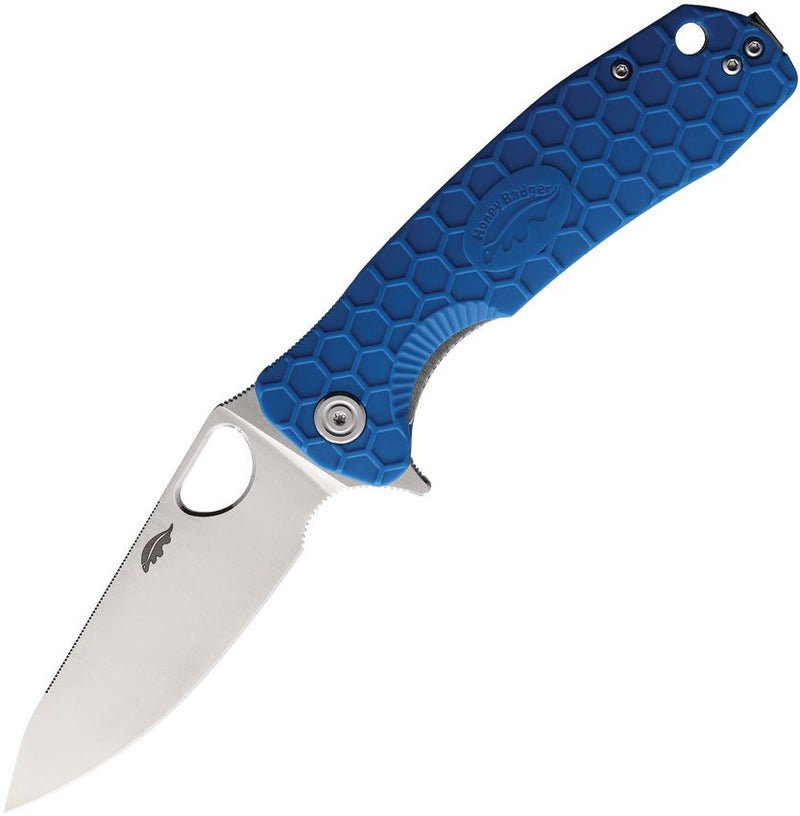 Honey Badger Knives Large Leaf Liner Folding Knife 3.63" 8Cr13MoV Steel Blade Blue Textured Nylon/Glass Fiber Handle 1291 -Honey Badger Knives - Survivor Hand Precision Knives & Outdoor Gear Store