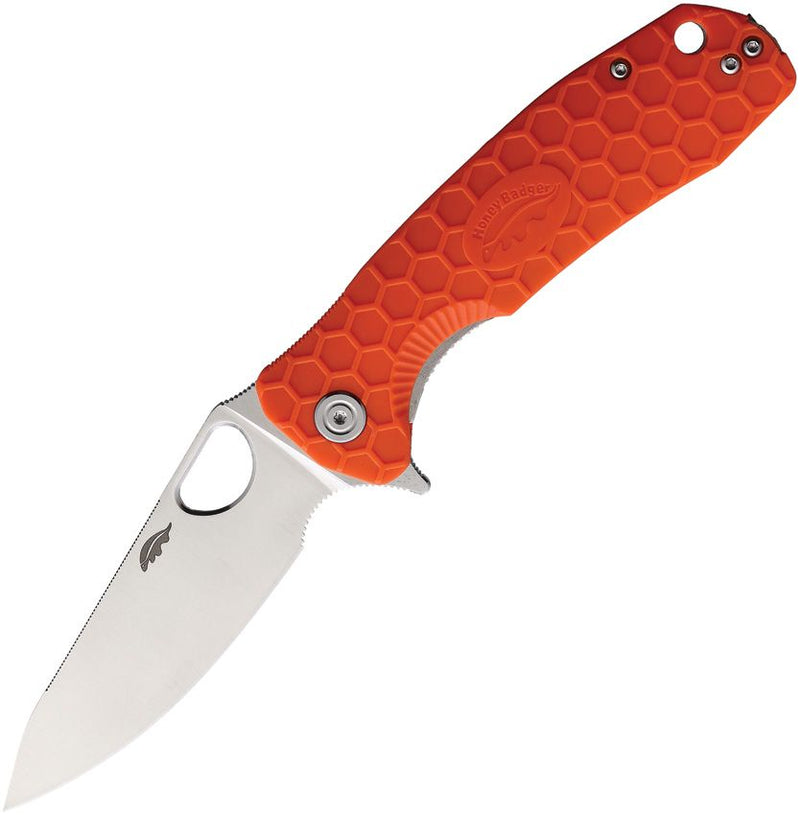 Honey Badger Knives Large Leaf Liner Folding Knife 3.63" 8Cr13MoV Steel Blade Orange Textured Nylon/Glass Fiber Handle 1293 -Honey Badger Knives - Survivor Hand Precision Knives & Outdoor Gear Store