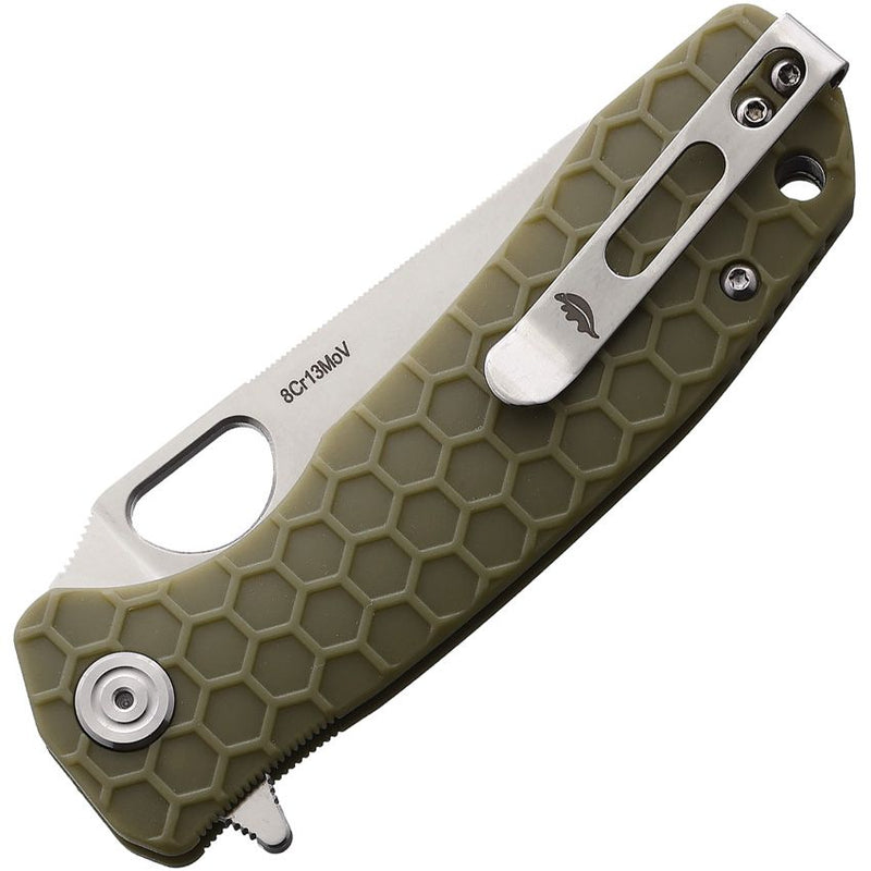 Honey Badger Knives Medium Leaf Liner Folding Knife 3.25" 8Cr13MoV Steel Blade Green Textured Nylon/Glass Fiber Handle 1300 -Honey Badger Knives - Survivor Hand Precision Knives & Outdoor Gear Store