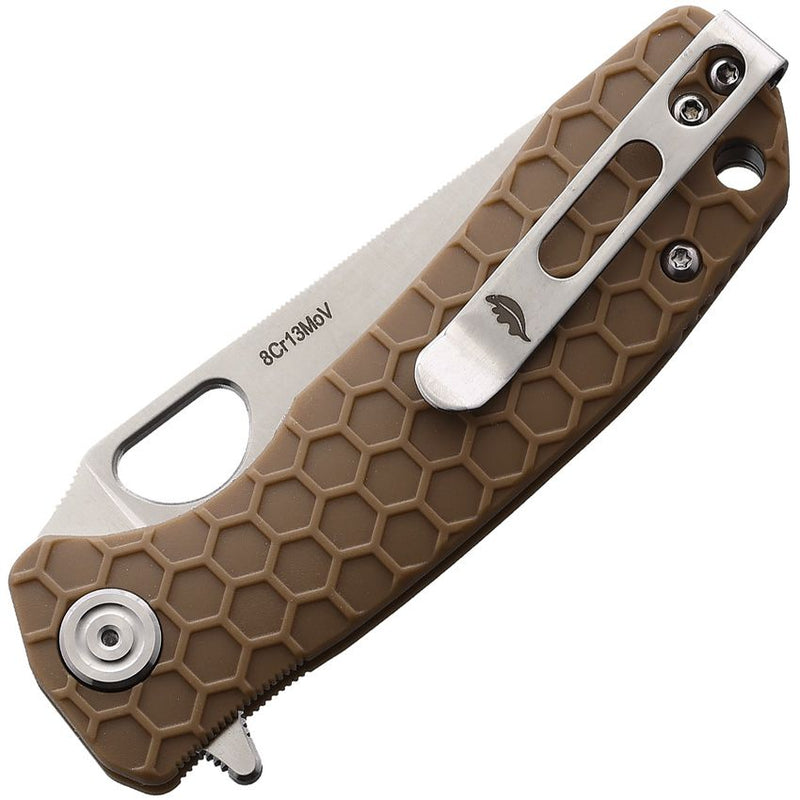 Honey Badger Knives Small Leaf Liner Folding Knife 2.88" 8Cr13MoV Steel Blade Tan Nylon/Glass Fiber Handle 1309 -Honey Badger Knives - Survivor Hand Precision Knives & Outdoor Gear Store