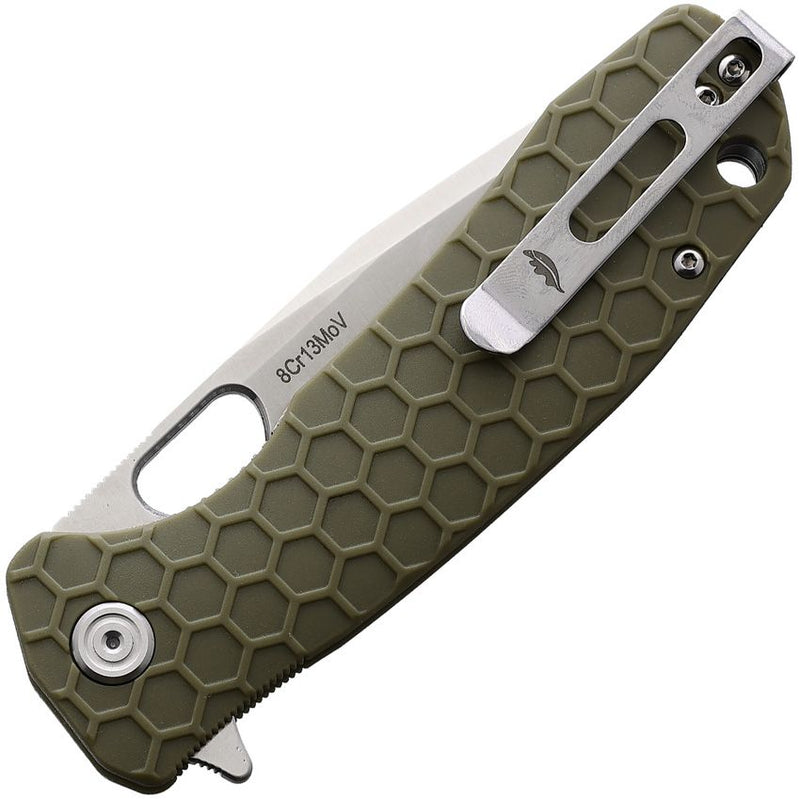 Honey Badger Knives Large Liner Folding Knife 3.63" 8Cr13MoV Steel Tanto Blade Green Textured Nylon Handle 1323 -Honey Badger Knives - Survivor Hand Precision Knives & Outdoor Gear Store