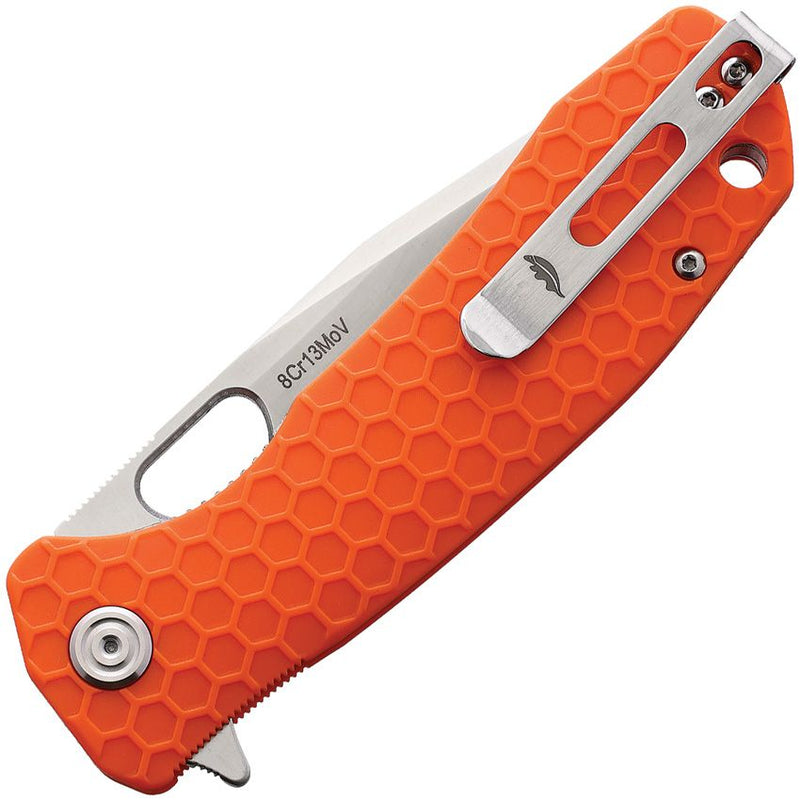 Honey Badger Knives Large Liner Folding Knife 3.63" 8Cr13MoV Steel Tanto Blade Orange Textured Nylon Handle 1326 -Honey Badger Knives - Survivor Hand Precision Knives & Outdoor Gear Store