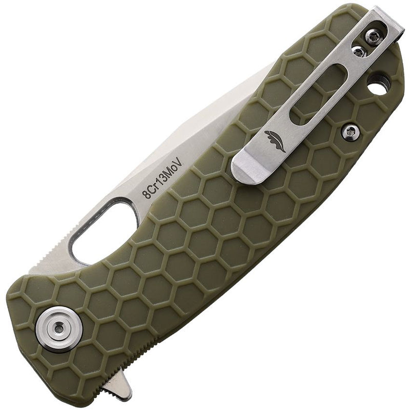 Honey Badger Knives Medium Liner Folding Knife 3.13" 8Cr13MoV Steel Tanto Blade Green Textured Nylon Handle 1333 -Honey Badger Knives - Survivor Hand Precision Knives & Outdoor Gear Store