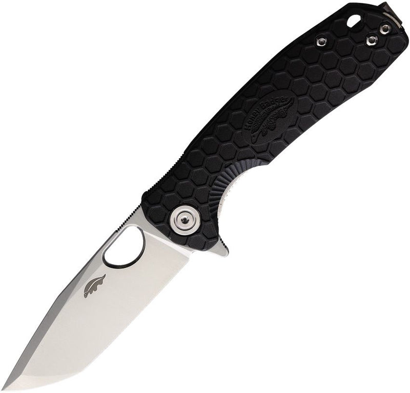 Honey Badger Knives Small Linerlock Folding Knife 2.75" 8CR13MoV Steel Tanto Blade Black Sculpted GRN Handle 1341 -Honey Badger Knives - Survivor Hand Precision Knives & Outdoor Gear Store