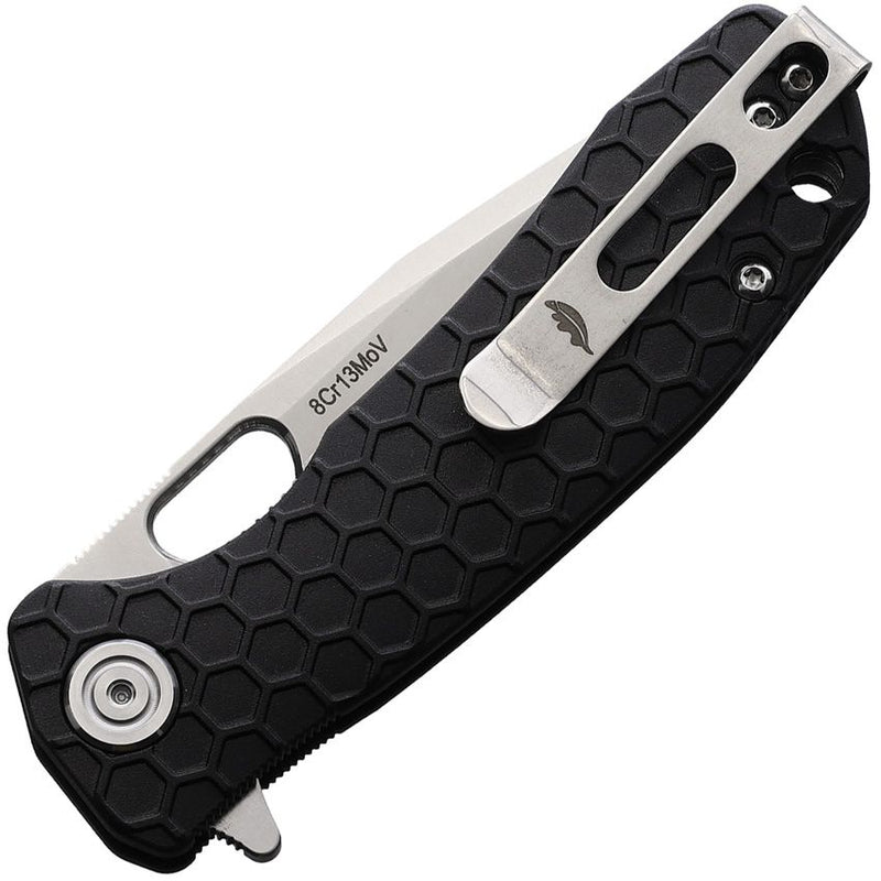 Honey Badger Knives Small Linerlock Folding Knife 2.75" 8CR13MoV Steel Tanto Blade Black Sculpted GRN Handle 1341 -Honey Badger Knives - Survivor Hand Precision Knives & Outdoor Gear Store