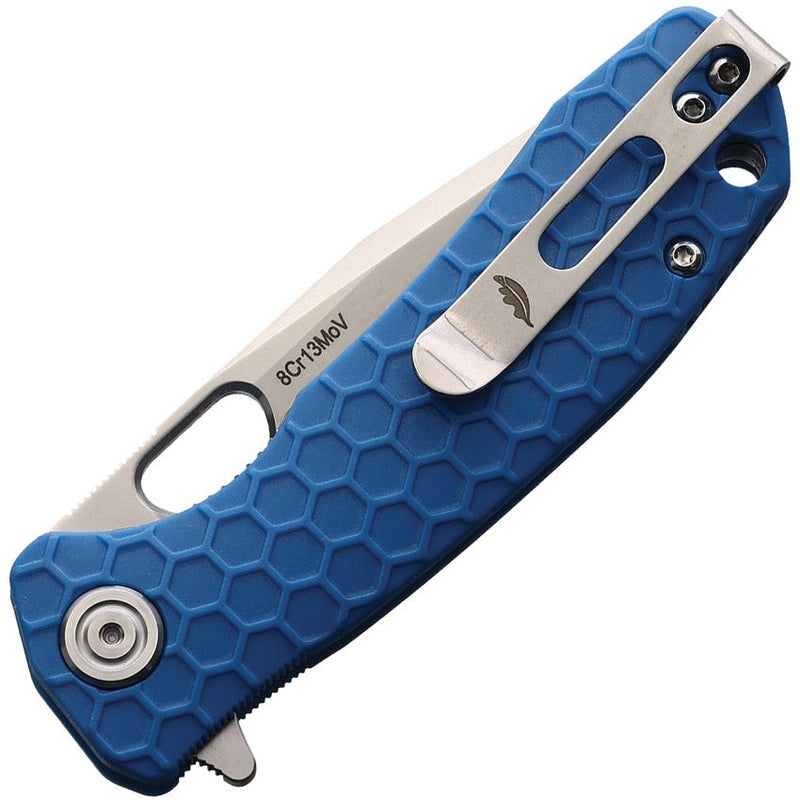 Honey Badger Knives Small Liner Folding Knife 2.75" 8CR13MoV Steel Tanto Blade Blue Sculpted GRN Handle 1344 -Honey Badger Knives - Survivor Hand Precision Knives & Outdoor Gear Store