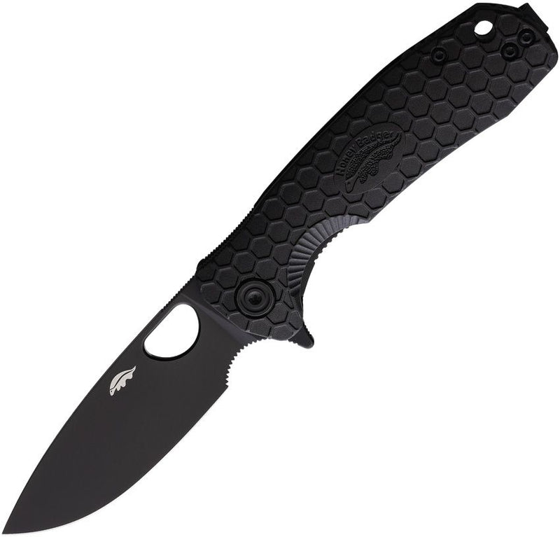 Honey Badger Knives Medium Liner Folding Knife 3" 8CR13MoV Steel Blade Black Sculpted GRN Handle 1348 -Honey Badger Knives - Survivor Hand Precision Knives & Outdoor Gear Store