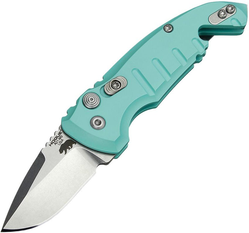 Hogue A01 Microswitch Folding Automatic Knife 2" CPM-154 Steel Blade Teal Aluminum Handle 24123 -Hogue - Survivor Hand Precision Knives & Outdoor Gear Store