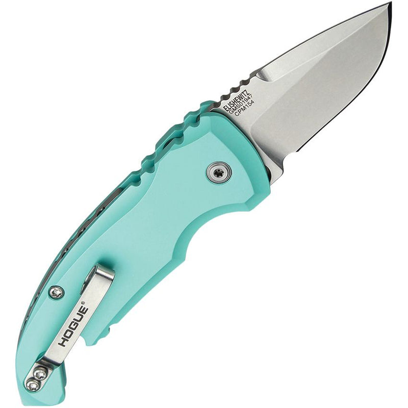 Hogue A01 Microswitch Folding Automatic Knife 2" CPM-154 Steel Blade Teal Aluminum Handle 24123 -Hogue - Survivor Hand Precision Knives & Outdoor Gear Store