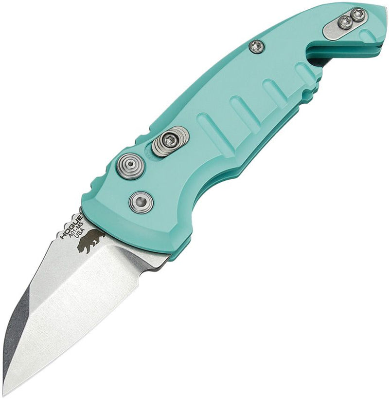 Hogue A01 Microswitch Folding Automatic Knife 2" CPM-154 Steel Blade Teal Aluminum Handle 24143 -Hogue - Survivor Hand Precision Knives & Outdoor Gear Store