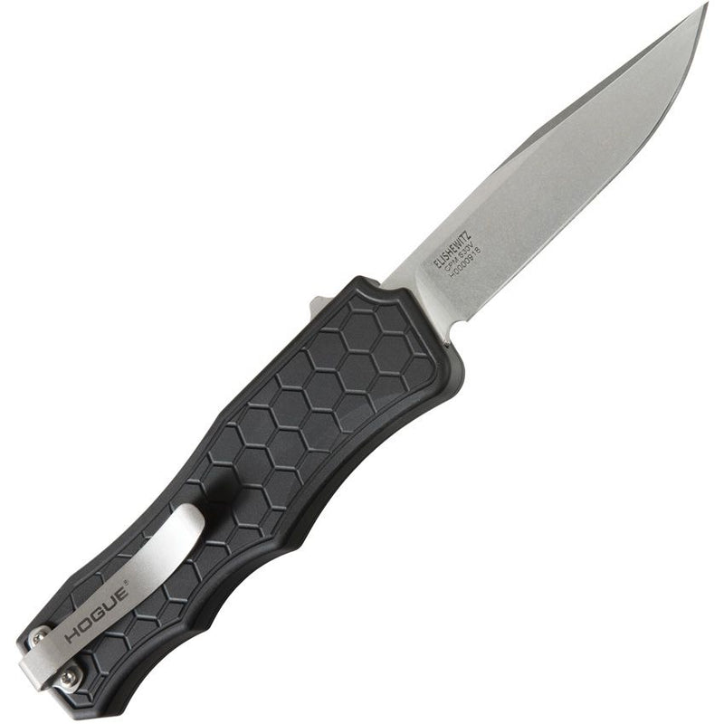 Hogue Exploit Out-The-Front Folding Automatic Knife 3.5" CPM S30V Steel Clip Point Blade Black Aluminum Handle 34050 -Hogue - Survivor Hand Precision Knives & Outdoor Gear Store