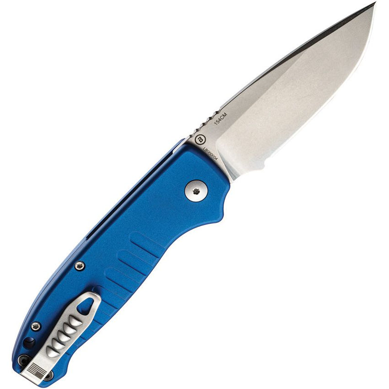 Hogue Ballista Button Lock Folding Automatic Knife 3.5" 154CM Steel Drop Point Blade Blue Anodized Aluminum Handle 64133 -Hogue - Survivor Hand Precision Knives & Outdoor Gear Store