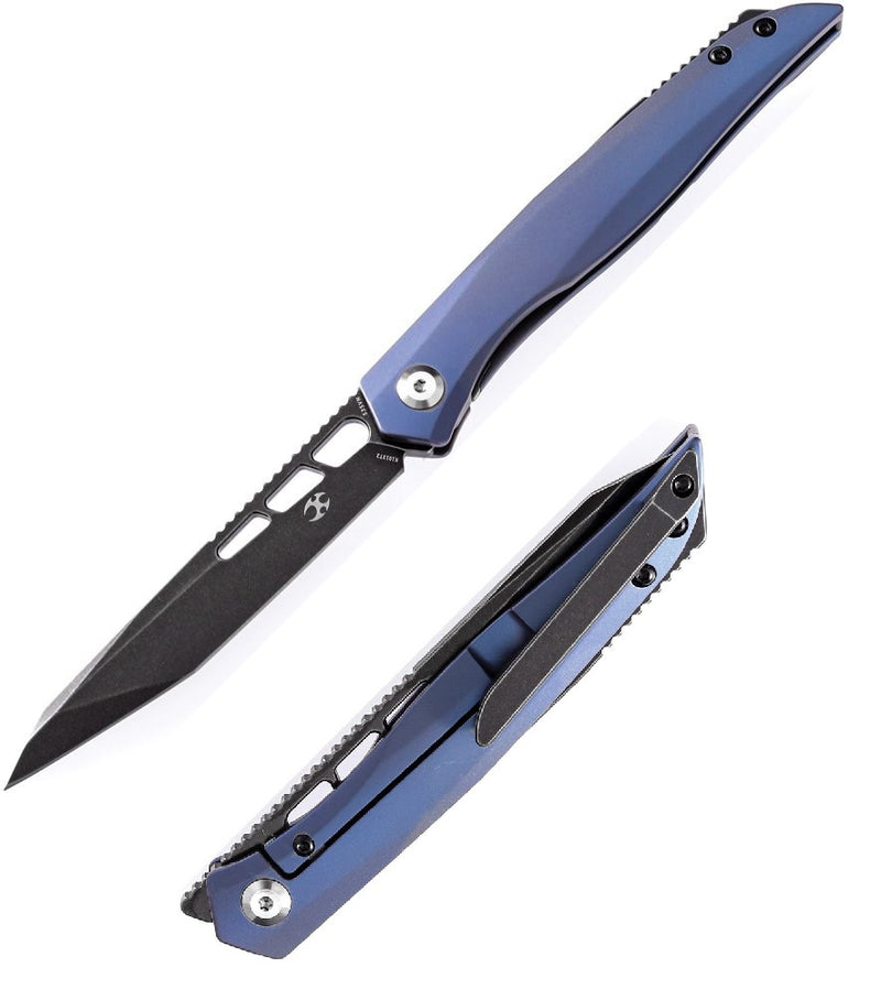 Kansept Knives Lucky Star Folding Knife 3.5" S35VN Steel Blade Blue Titanium Handle 1013T2 -Kansept Knives - Survivor Hand Precision Knives & Outdoor Gear Store