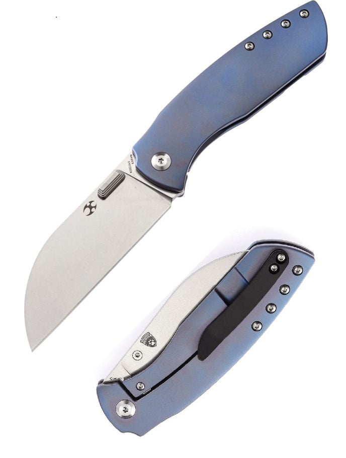 Kansept Knives Convict Folding Knife 3.25" S35VN Steel Blade Blue Titanium Handle 1023A3 -Kansept Knives - Survivor Hand Precision Knives & Outdoor Gear Store