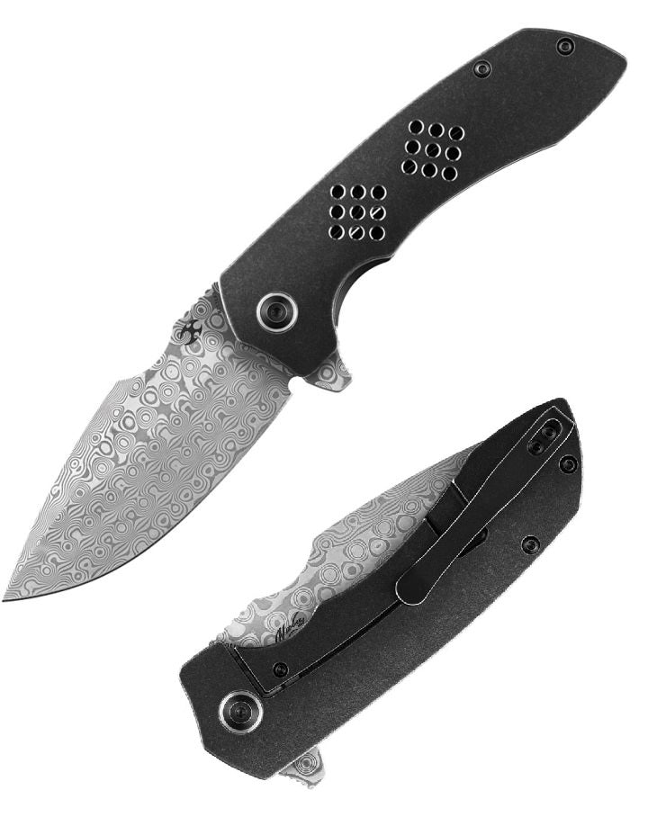 Kansept Knives Entity Folding Knife 3.5" Damascus Steel Blade Titanium Handle 1036A3 -Kansept Knives - Survivor Hand Precision Knives & Outdoor Gear Store