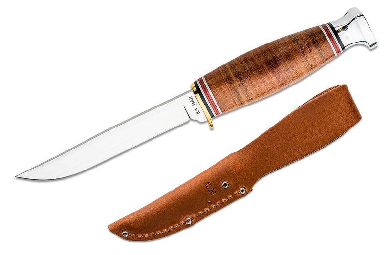 KABAR Little Finn Fixed Knife 3.5" Stainless Steel Blade Polished Leather/Brass/Aluminum Handle 1226 -Ka-Bar - Survivor Hand Precision Knives & Outdoor Gear Store