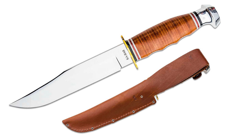 Ka-Bar Fixed Knife 7" Stainless Steel Bowie Blade Polished Leather/Brass/Aluminum Handle 1236 -Ka-Bar - Survivor Hand Precision Knives & Outdoor Gear Store