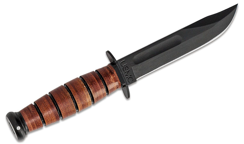 KA-BAR Short USMC Fixed Knife 5.25" 1095HC Steel Blade Stacked Leather / Carbon Steel Handle 1250 -Ka-Bar - Survivor Hand Precision Knives & Outdoor Gear Store