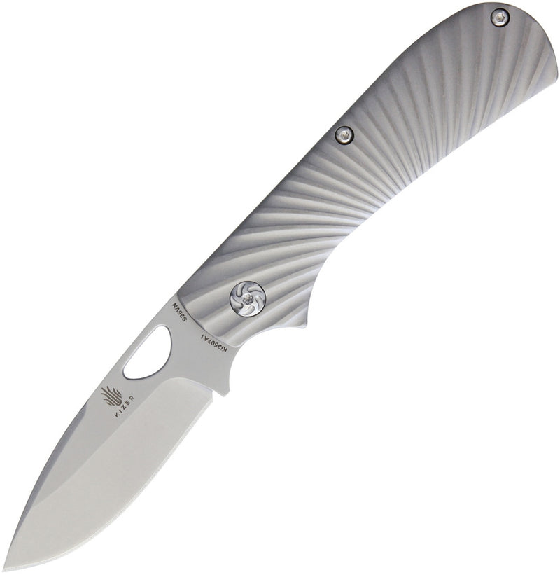 Kizer Cutlery Zipslip Folding Knife 2.88" Satin S35VN Drop Point Blade Sculpted titanium Handle 3507 -Kizer Cutlery - Survivor Hand Precision Knives & Outdoor Gear Store