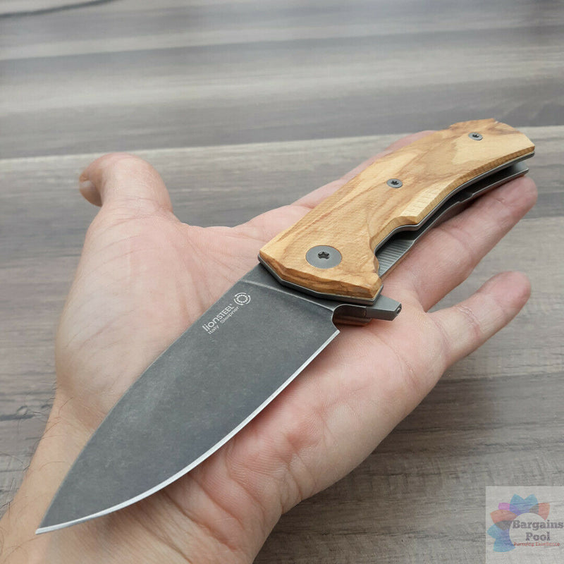 LionSTEEL KUR Linerlock Folding Knife 3.5" Sleipner Tool Blade Olive Wood Handle KURBUL -LionSTEEL - Survivor Hand Precision Knives & Outdoor Gear Store