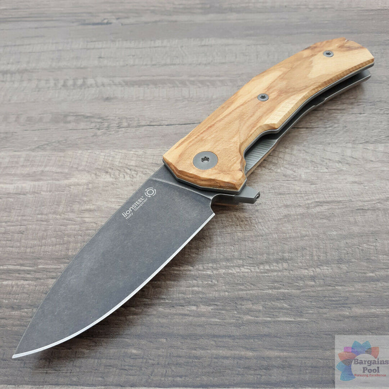 LionSTEEL KUR Linerlock Folding Knife 3.5" Sleipner Tool Blade Olive Wood Handle KURBUL -LionSTEEL - Survivor Hand Precision Knives & Outdoor Gear Store