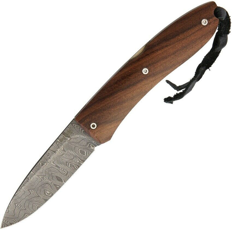 LionSTEEL Opera Folding Knife 2.75" Damascus Blade Brown Santos Wood Handle 8800DST -LionSTEEL - Survivor Hand Precision Knives & Outdoor Gear Store