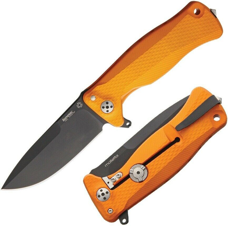 LionSTEEL SR11 Folding Knife 3.5" Sleipner Tool Blade Orange Aluminum Handle SR11AOB -LionSTEEL - Survivor Hand Precision Knives & Outdoor Gear Store