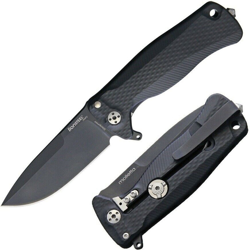 LionSTEEL SR22 Folding Knife 3" Sleipner Tool Steel Blade Black Aluminum Handle SR22ABB -LionSTEEL - Survivor Hand Precision Knives & Outdoor Gear Store