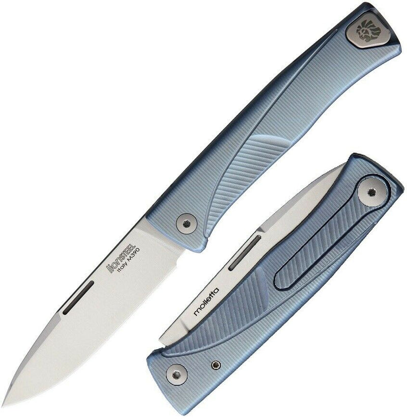 LionSTEEL Thrill Slip Joint Folding Knife 3" M390 Steel Blade Blue Titanium Handle TLBL -LionSTEEL - Survivor Hand Precision Knives & Outdoor Gear Store