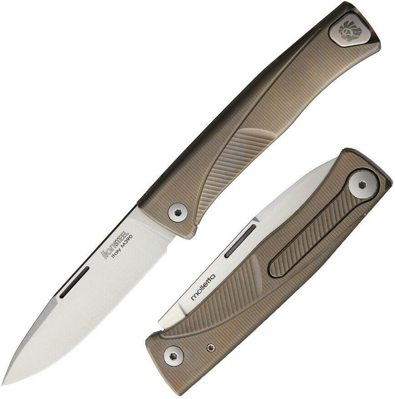 LionSTEEL Thrill Slip Joint Folding Knife 3" M390 Steel Blade Brown Titanium Handle TLBR -LionSTEEL - Survivor Hand Precision Knives & Outdoor Gear Store