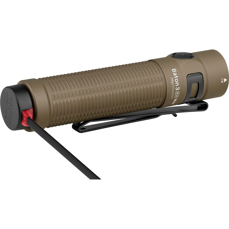 Olight Baton 3 Pro Max Flashlight Desert Tan Easy To Use Fast-Charging With Magnetic Cable BATON3MXLDT -Olight - Survivor Hand Precision Knives & Outdoor Gear Store