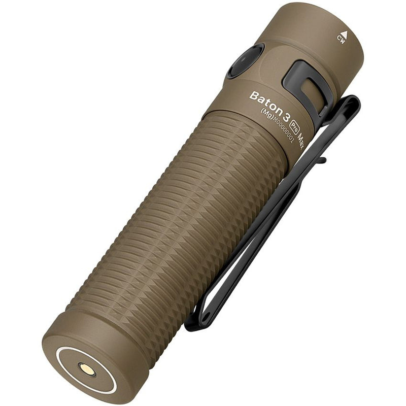 Olight Baton 3 Pro Max Flashlight Desert Tan Easy To Use Fast-Charging With Magnetic Cable BATON3MXLDT -Olight - Survivor Hand Precision Knives & Outdoor Gear Store