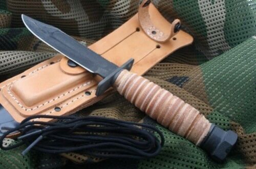 Ontario Airforce Survival Knife 5" Carbon Steel Blade Natural Leather Handle 499 -Ontario - Survivor Hand Precision Knives & Outdoor Gear Store