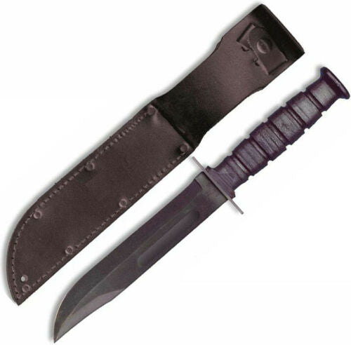 Ontario Marine Combat Knife 7" Black Carbon Steel Blade Black Leather Handle 498 -Ontario - Survivor Hand Precision Knives & Outdoor Gear Store